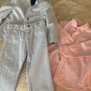 Janie and Jack seersucker suit and dress shirt